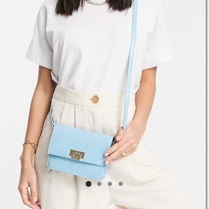 ASOS crocodile print blue cross body bag